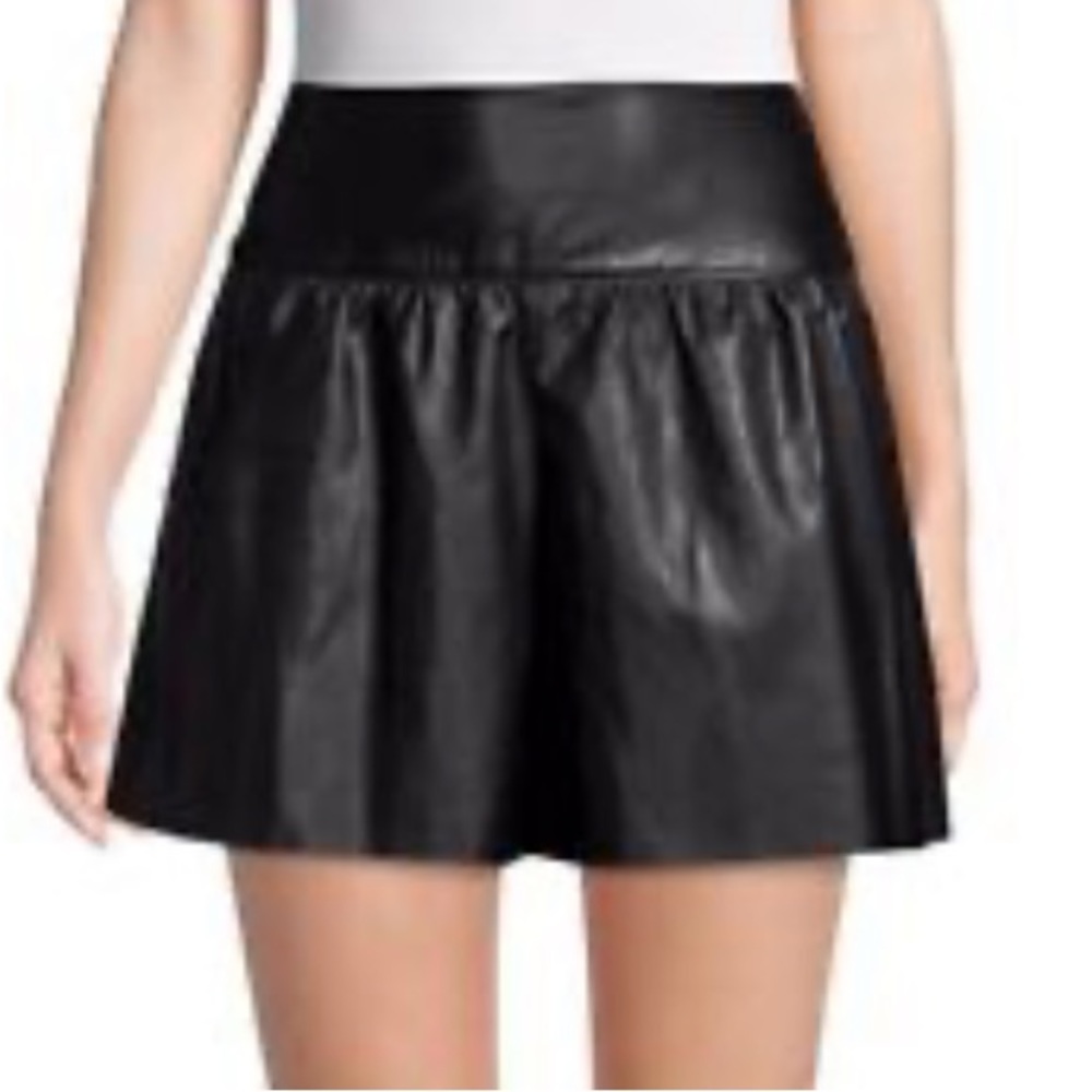 Club Monaco Laure faux leather black pleated shorts